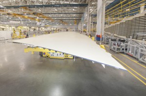 The A350-1000 wing cover ready to be assembled at Broughton, Wales, UK.